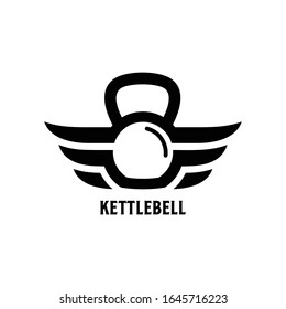 Kettlebell Wings Logo Design Vector Graphic. 