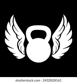kettlebell with wings logo design vector file