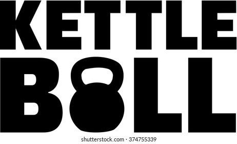 Kettlebell word with kettlebell icon