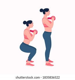 Kettlebell Workout Workout Women Exercise Vector Stock Vector (Royalty ...