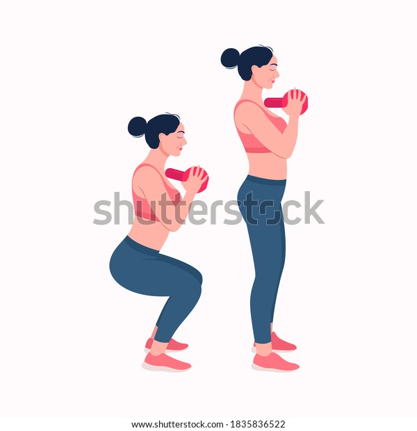 Kettlebell Workout Workout Women Exercise Vector Stock Vector (royalty 