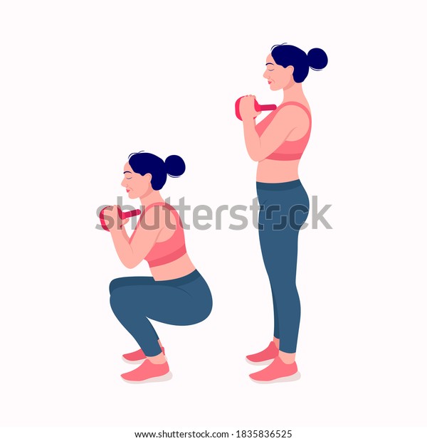 Kettlebell Workout Workout Women Exercise Vector Stock Vector (Royalty ...