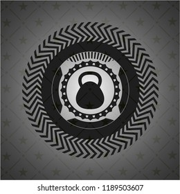 kettlebellkettlebell icon inside black emblem icon inside realistic black emblem