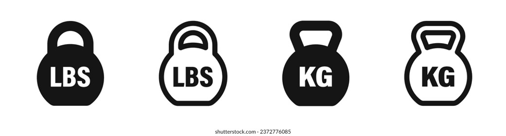  Kettlebells, dumbbells vector icon set. Weights icons. Silhouette style icon set. 