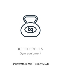 Kettlebells icon. Thin linear kettlebells outline icon isolated on white background from gym equipment collection. Line vector sign, symbol for web and mobile