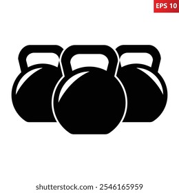 Ícone Kettlebells. Ilustração vetorial de esferas de aço moldadas com alça. Equipamento desportivo para levantamento de peso. Design plano. Conceito de aptidão. Logotipo isolado sobre fundo branco.