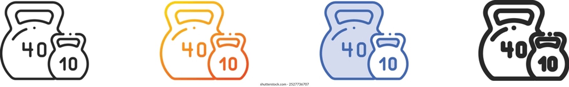 kettlebells icon.Thin Linear, Gradient, Blue Stroke and bold Style Design Isolated On White Background