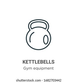 Kettlebells outline vector icon. Thin line black kettlebells icon, flat vector simple element illustration from editable gym equipment concept isolated stroke on white background
