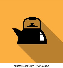 kettles icon or teapots icon. Vector illustration flat design with long shadow