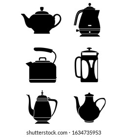 kettles icons set vector. Teapot illustrations