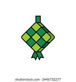 Ketupat - Colored Outline Icon - Editable Vector : Suitable for Islamic Theme and Other Graphic Related Assets.