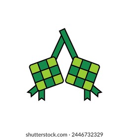 Ketupat - Farbige Umrisssymbol - Bearbeitbare Vektorgrafik : Geeignet für islamische Themen und andere grafische Assets.