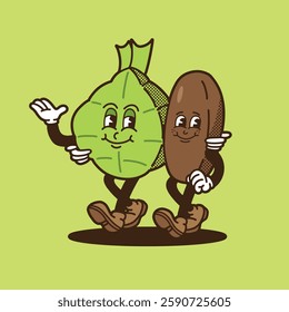 ketupat and dates mascot with color, good for brand mascot, food mascot, element design, printable, etc