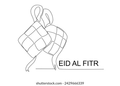 Ketupat Eid al Fitr. Eid al fitr one-line drawing