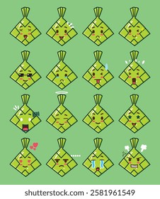 a ketupat emoticon set for design element or emoji project