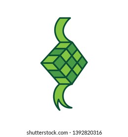 ketupat flat color icon sign symbol, vector illustration, eps 10