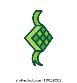 ketupat flat color icon sign symbol, vector illustration, eps 10