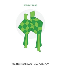 Ketupat. Ketupat flat design vector. Traditional fasting after Ramadan. Rice dish wrapped in woven boxes made of green palm leaves. Festive dish of Muslims. Eco wrap made of natural material.