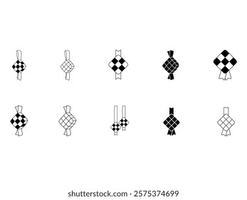 Ketupat Flat Vector Element Set