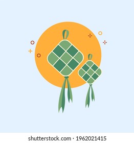 ketupat food festival muslim flat design cartoon illustration