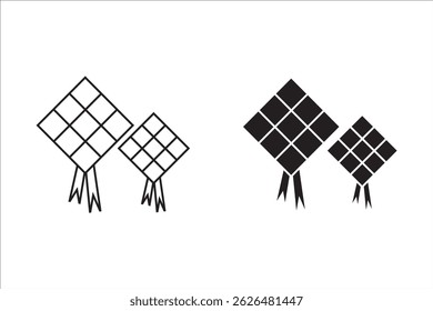 Ketupat Icon Collection. Ketupat Vector Icon in line style design. Ketupat Symbol. For your website, logo, app, eid al fitri, eid al adha,UI design. Vector illustration, isolated on white background