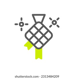 Ketupat icon duotone grey green colour ramadan illustration vector element and symbol perfect.