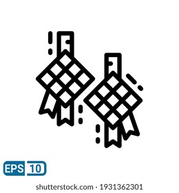 ketupat icon in line style isolated on white background. muslim food. happy eid mubarak. EPS 10