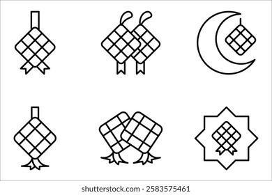 Ketupat icon set, ramadan symbol template for graphic and web design, vector illustration on white background