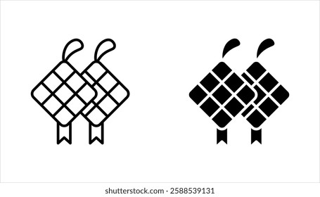 Ketupat icon set, ramadan symbol template for graphic and web design, vector illustration on white background