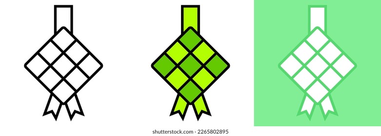 Ketupat Icon Set - Vector Illustration Collection of Indonesian Festive Symbols