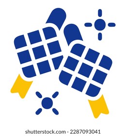 ketupat icon solid blue yellow colour ramadan illustration vector element and symbol perfect. Icon sign from modern collection for web.