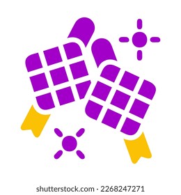 Ketupat Ikone solide violett-gelbe Stil Rmadan-Illustration Vektorelement und Symbol perfekt. Symbol aus der modernen Kollektion für Web.