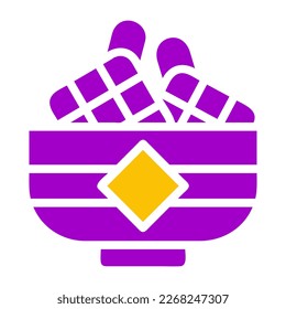 ketupat icon solid purple yellow style ramadan illustration vector element and symbol perfect. Icon sign from modern collection for web.