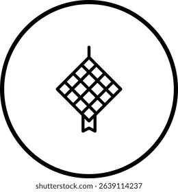 Ketupat icon, traditional rice dumpling delicacy illustration for festive celebrations