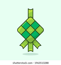 Ketupat Idul Fitri, Illustration cute cartoon ketupat or rice dumpling