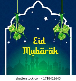 Ketupat Illustration for Eid Mubarak