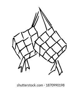 ketupat illustration for eid mubarak with doodle style