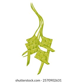 Ketupat illustration. Traditional Indonesian rice cake, often served during Eid