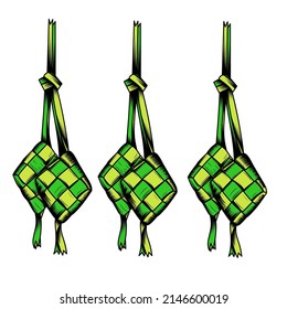 ketupat ilustrator vector, ketupat makanan khas Indonesia di saat lebaran