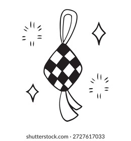 Activos de Imagen Ketupat con el lema del mes de ayuno.