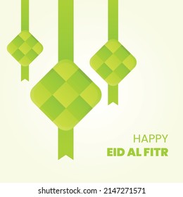 ketupat lebaran feliz eid mubarak vector