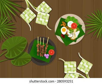 ketupat lebaran idul fitri ied table food indonesia