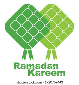 ketupat logo icon flat, selamat hari raya idul fitri, Vector ketupat with Islamic pattern as background
