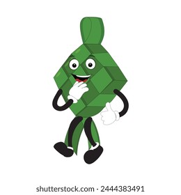 Ketupat mascot character illustration in vintage style with arms and legs with a variety of emotions and actions, great resource for icon, symbol, logo, sticker,banner. Eps 10