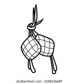 Ketupat Outline Vector - Traditional Food on Eid Day
