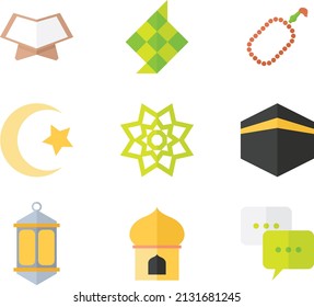 Ketupat Ramadan Icon set vector