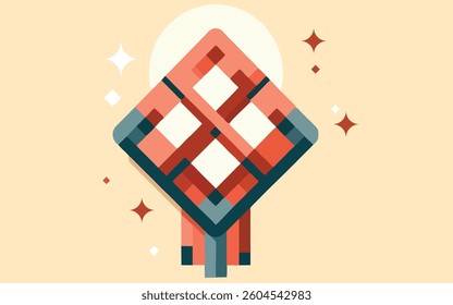 Ketupat Rice Cake Illustration for Eid Celebration