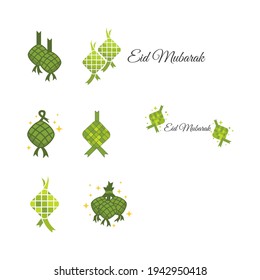 Ketupat or rice dumpling asian traditional food vector design