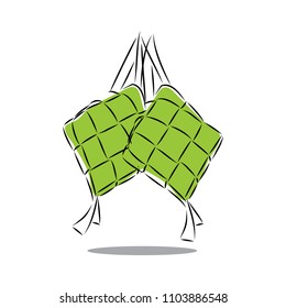 ketupat rice dumpling food vector, islamic greeting, eid mubarak traditional food, ramadan food vector template ready for use