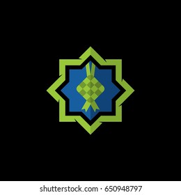 ketupat rice dumpling food vector, islamic greeting, eid mubarak traditional food, ramadan food vector template ready for use